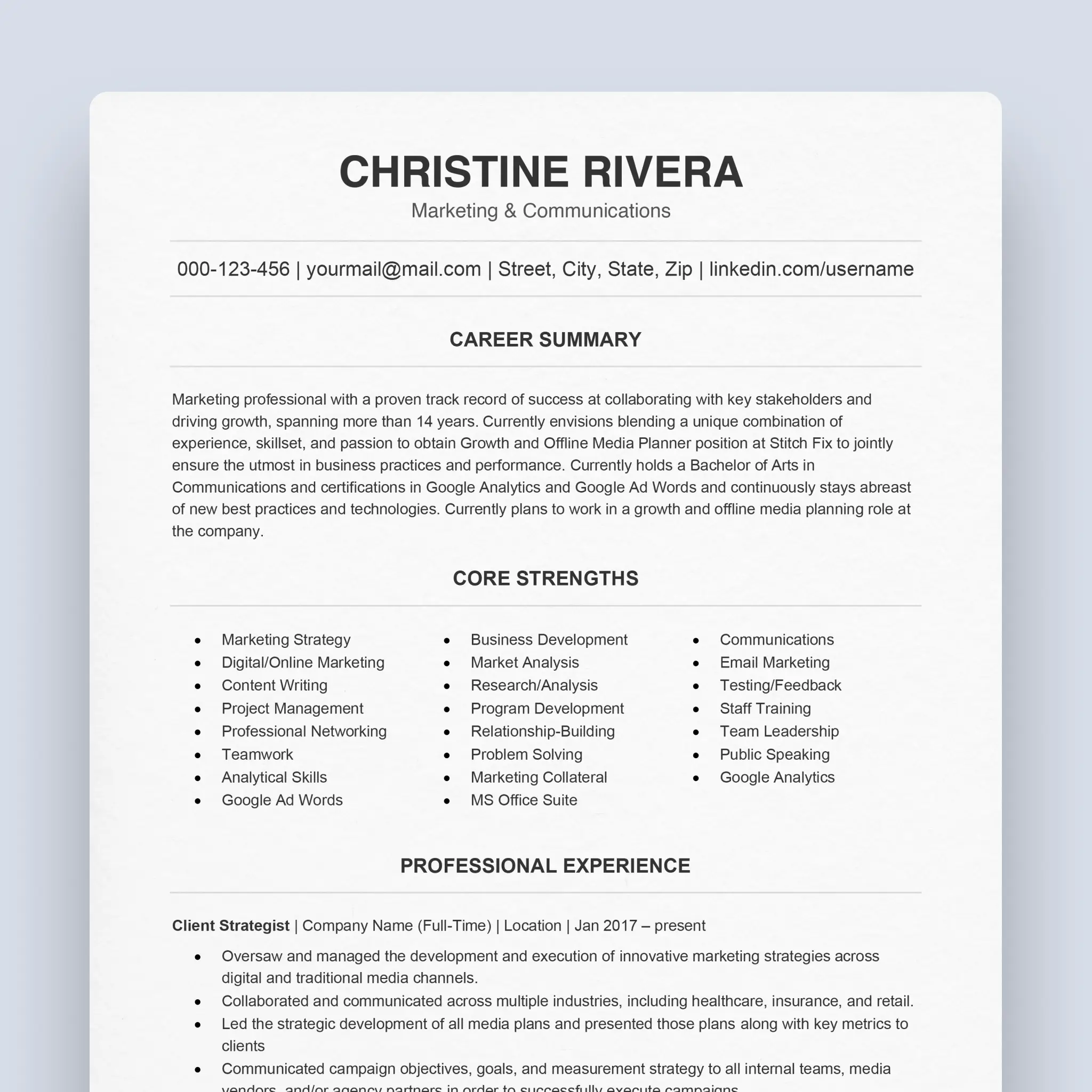 Christine - ATS Resume Template - ATS-friendly resume template optimized for Microsoft Word, Apple Pages, and Google Docs. Includes a matching cover letter and reference letter for a complete professional application.