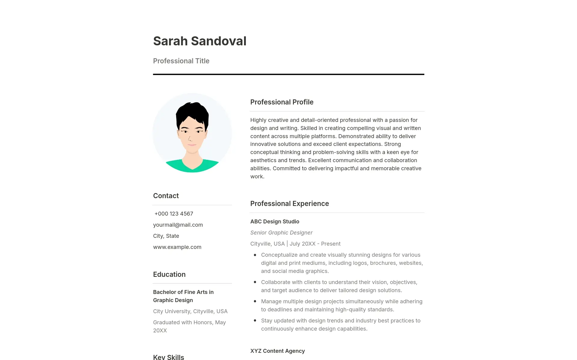 Creative Professional Resume Template - Innovative Notion template that balances creativity with professionalism. Features unique design elements and layouts while maintaining ATS-friendly formatting. Perfect for creative professionals and modern workplaces.